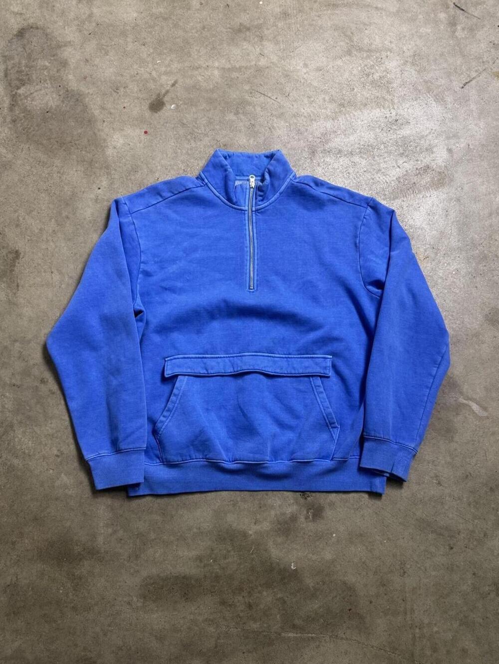 Original Use Quarter Zip Blue Fleece Pullover Sweatshirt